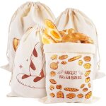Sacs � pain en lin - dok - lot de 4 - 40x30 cm - cordon de serrage - r�utilisables - respirant - lavable ...