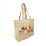 Sac de plage avec texte vague damour - en raphia