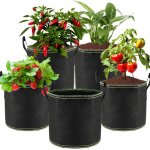 Sacs � plantes - 5 pi�ces 12l tissu geotextile poign�es r�utilisables - fleurs pommes l�gumes �tiquette ...