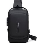 Sac de poitrine pour hommes sac � bandouli�re antivol avec protection par mot de passe sac � bandouli�re ...