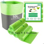 Sac poubelle biodégradables 50l x 60 sacs (60x80cm) sacs à ordures de cuisine compostables / organiques ... Sac poubelle biodégradables 50l x 60 sacs (60x80cm) sacs à ordures de cuisine compostables / organiques ...