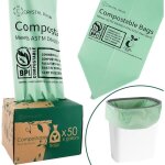 Sacs poubelle compostables 22l - jozsi - lot de 50 sacs biod�gradables pour d�chets alimentaires r�sistants ...