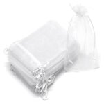 Sacs de protection de fruits - blanc - lot de 100 - 20 x 30 cm - organza - cordon de serrage