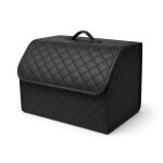 Sac de rangement pliable bo�te organisateur de coffre voiture cuir pu noir couture noire r�sistant imperm�able ...