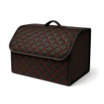 Sac de rangement pliable bo�te organisateur de coffre voiture cuir pu noir couture rouge r�sistant imperm�able ...