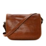Sac sacoche bandoulire en cuir italien lisse marie stuart cognac