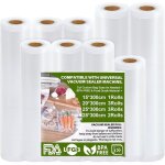 Sac sous vide alimentaire 9 rouleau sous vide alimentaire 15 / 20 / 25 / 28 x 300 cm 150m sans bpa antidchir ...