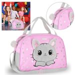 Sac de sport pour fille chat sac rose pour ducation physique voyage paule 39x27x16 cm