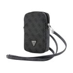 Sac pour téléphone - guess - zip 4g triangle - cuir saffiano - noir - dimensions 19x12x38 cm Sac pour téléphone - guess - zip 4g triangle - cuir saffiano - noir - dimensions 19x12x38 cm