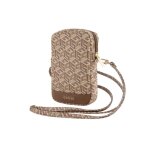 Sac pour tlphone - guess - zip gcube bottom stripe - marron - cuir cologique - sangle rglable