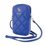 Sac pour t�l�phone - guess - zip quilted 4g - cuir �cologique - bandouli�re r�glable - bleu