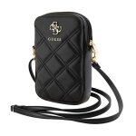 Sac pour téléphone - guess - zip quilted 4g - cuir écologique - bandoulière réglable - noir Sac pour téléphone - guess - zip quilted 4g - cuir écologique - bandoulière réglable - noir