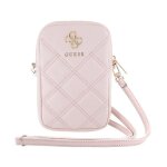 Sac pour tlphone - guess - zip quilted 4g - rose - cuir cologique - sangle rglable