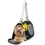 Sac de transport pour animaux - springos - s / m - polyester - 10 kg - noir et jaune
