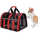 Sac de transport pour chat avec matelas - rouge - respirant et pliable (46x29x26 cm) rouge caisse de ...