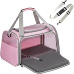 Sac de transport souple rose pour chat avec tapis extensible en polaire s avec laisse de s�curit� pour ...