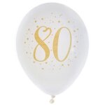 Ballons - joyeux anniversaire - 80 ans - blanc / or - gonflables - 23 cm