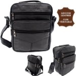 Sacoche bandouli�re - cuir v�ritable - grand mod�le - noir - homme - r�glable