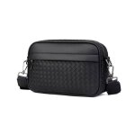 Sacoche grande capacit� homme imperm�able motif tress� noir bandouli�res pu cuir design luxe moderne ...