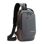 Sacoche  bandoulire homme poitrine impermable pour  pied cyclisme voyage et sport xd1336 gris3