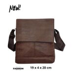 Sacoche bandouli�re homme - maromax - pvc vieilli - marron - 19x4x20 cm - r�glable