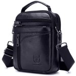 Sacoche bullcaptain homme cuir noir v�ritable - �l�gant r�sistant bandouli�re r�glable id�ale travail ...