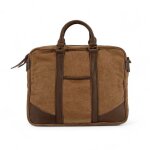 Sacoche en cuir et toile lombok camel fonc