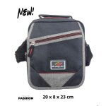 Sacoche pour homme - multi - poches - pochette textile - gris