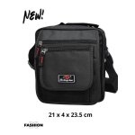 Sacoche pour homme - multi - poches - pochette textile - noir