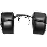 Sacoche latrale moto - universel - cuir noir - 48x16x30cm - tanche - installation facile