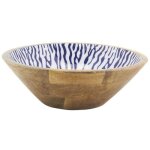 Saladier - aubry gaspard - 30 cm - bois de manguier - rsine bleue - motifs dcoratifs