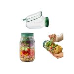 Saladier en bocal avec compartiment � vinaigrette int�gr� r�cipient �tanche � ouverture lat�rale pour ...