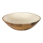 Saladier en bois de manguier avec int�rieur textur� nid dabeille beige (�275?cm)
