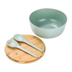 Saladier en fibre de bambou avec couverts fibre de bambou bowl saladier bambou massif avec couvercle ...
