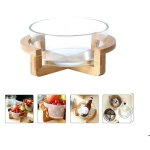 Saladier en verre cratif avec support en bois diamtre 15 cm bol  dessert aux fruits bol  crales ...