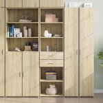 Sale 2025armoire haute vitrine - biblioth�que buffet haut - ch�ne sonoma - 50x425x185 cm - bois ding�nierie403 ...