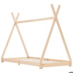 Lit cabane denfant - mood - bois de pin massif - 70x140 cm - charge 280 kg - 2 places