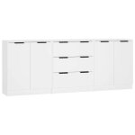 ?sale 2025?commode lot de 3 buffets bas salon - classique - blanc - bois ding�nierie chill418263