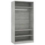 Sale 2025garde - robe chambre - mood - gris cement 100 x 50 x 200 cm - agglomr - armoire pour vtements ...