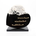 Plaque fun�raire en granit coeur avec oiseaux