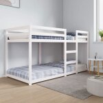 Lit superpos enfant - sale 2025 - bois de pin massif - 90x200 cm - blanc - 2 places