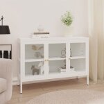Sale 2025meuble bas bahut vaisselier - buffet blanc 105x35x70 cm - acier et verre2784 kg 9106