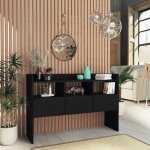 Sale 2025meuble bas bahut vaisselier - buffet noir 105x30x70 cm - bois d?ing�nierie2495 kg 5642
