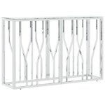 ?sale 2025?table console / table de couloir - mood - argent� 110x30x70 cm acier inoxydable et verre chill73008 ...