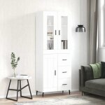 Sale 2025armoire haute vitrine - biblioth�que buffet haut - blanc 695x34x180 cm - bois ding�nierie573 ...