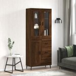Sale 2025armoire haute vitrine - bibliothque buffet haut - chne marron - 695x34x180 cm - bois dingnierie568 ...