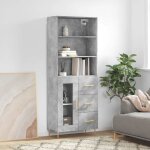 Sale 2025armoire haute vitrine - biblioth�que buffet haut - gris b�ton - 695x34x180 cm - bois ding�nierie4717 ...