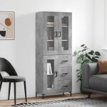 Sale 2025armoire haute vitrine - biblioth�que buffet haut - gris b�ton - 695x34x180 cm - bois ding�nierie5722 ...