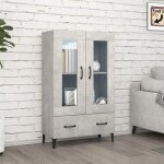 Sale 2025armoire haute vitrine - biblioth�que buffet haut - gris b�ton - 70x31x115 cm - bois ding�nierie30 ...