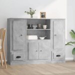 Sale 2025buffets bahut vaisselier - buffets - lot de 3 - gris b�ton - bois ding�nierie6499 kg 3135